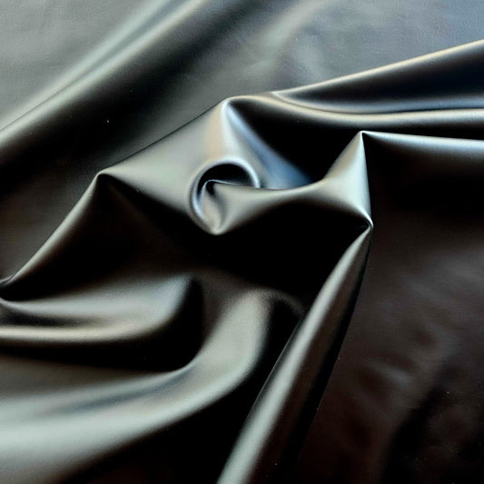Black 4-Way Stretch Synthetic PU Leather Fabric